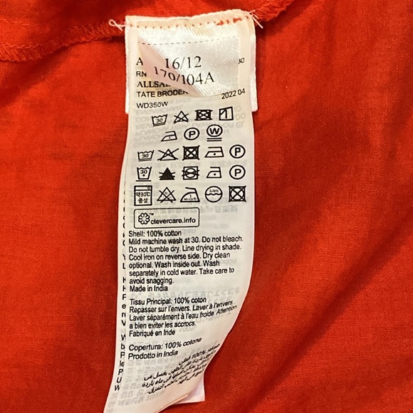 NWT All Saints Poppy Blaze Red Tate Broderie Dress or Coverup - Sz 12 - Picture 9 of 11